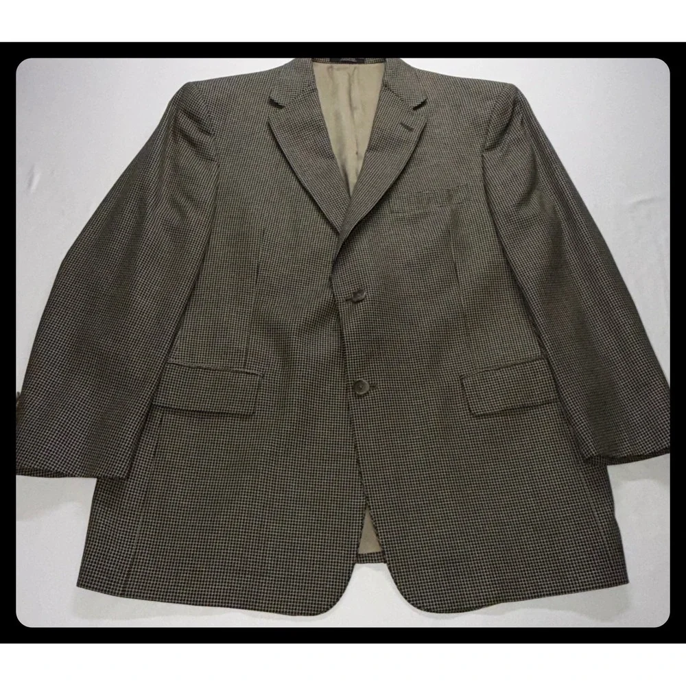 Hart Schaffner Marx Blazer Mens 42S Brown Check Two Button Professional Sport